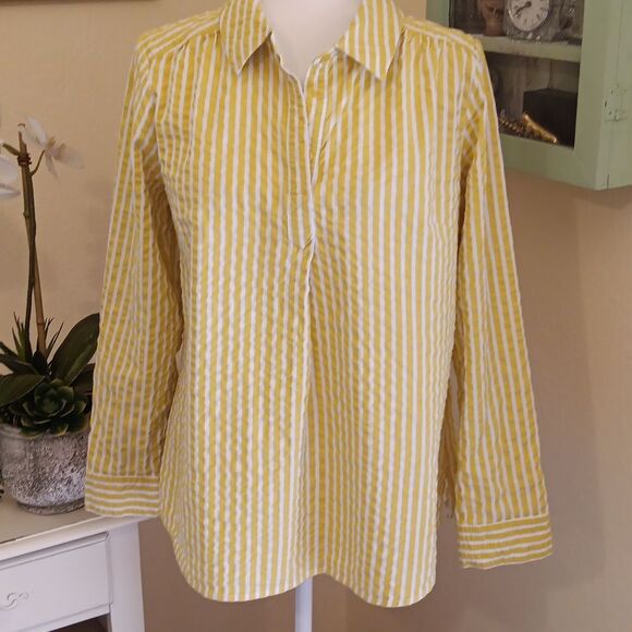 d&co Yellow and White Striped Shirt - Picture 1 of 10